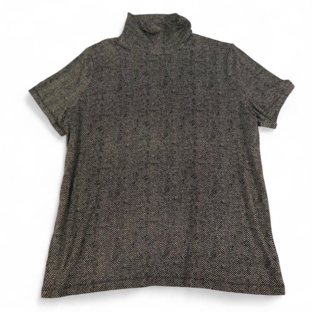 Ralph Lauren Black and Gray Short Sleeve Top Mock Turtleneck 1X